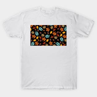 Autumn leaves falling with acorns and fruits / Fall pattern T-Shirt